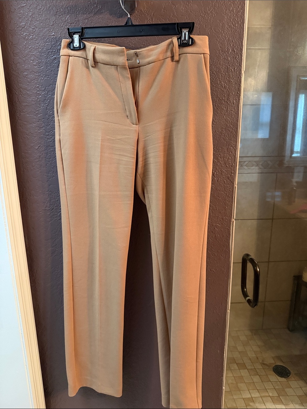 Express Women's Tan Straight-Leg Dress Trousers